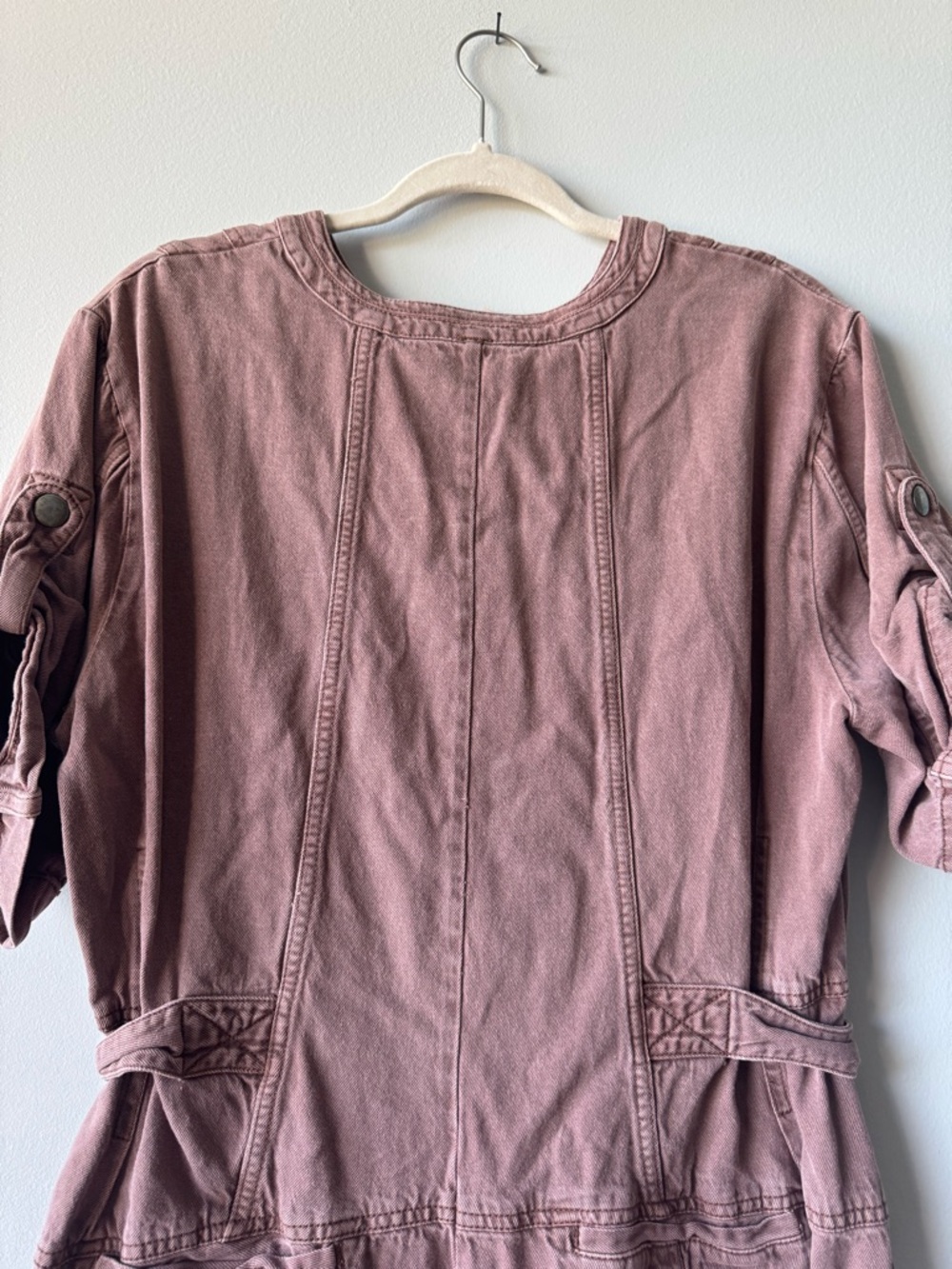 Free People Short-Sleeve Zip Romper in brown size small s let’s ride Shortalls - Picture 10 of 13